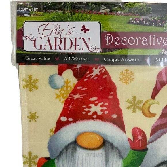 Christmas Garden Gnome Flag Holiday Stockings Vertical 12.5 in X 18 in Colorful - Picture 8 of 15